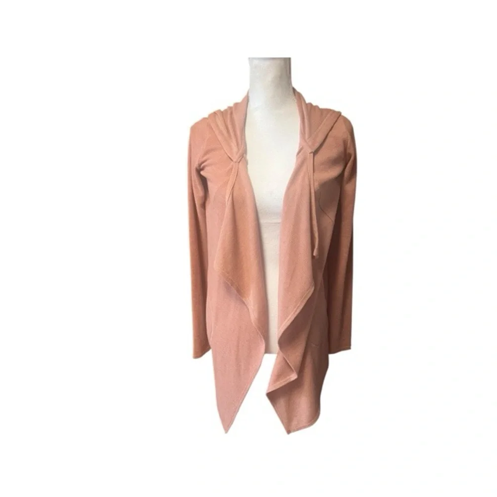 Logo Lori Goldstein Knit Draped Front‎ Hooded Cardigan Sweater - Picture 2 of 5